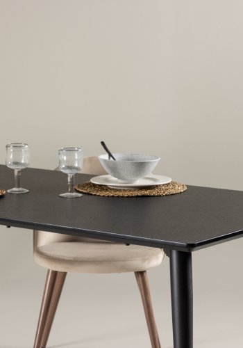 VENTURE DESIGN Ellis spisebord, rektangulr - sort MDF og stl ( 85x230)