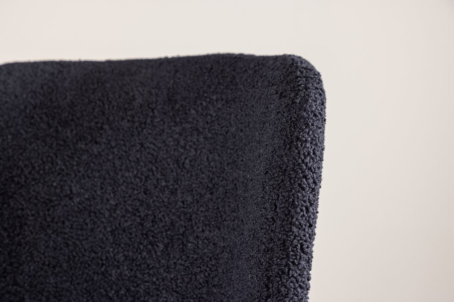 VENTURE DESIGN Modesto spisestuestol - sort polyester teddystoff og sort stl