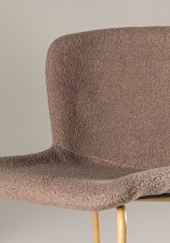 VENTURE DESIGN Modesto matbordsstol - brunt polyester teddytyg och moccastl