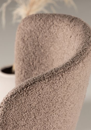 VENTURE DESIGN Modesto matbordsstol - brunt polyester teddytyg och moccastl