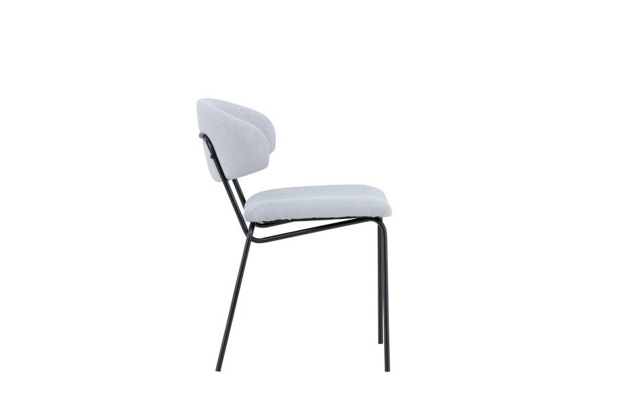 VENTURE DESIGN Chico Esszimmerstuhl – hellblauer Bouclé-Stoff und schwarzer Stahl