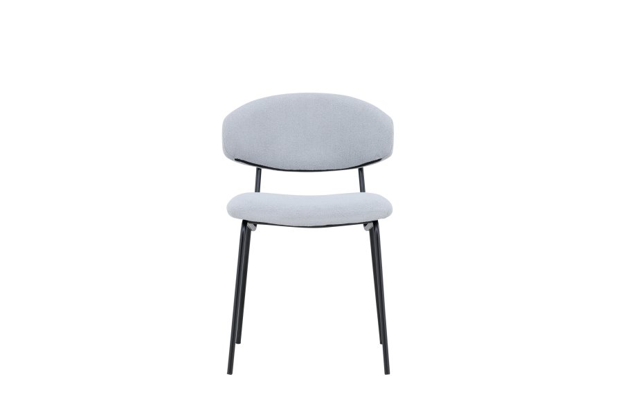 VENTURE DESIGN Chico Esszimmerstuhl – hellblauer Bouclé-Stoff und schwarzer Stahl