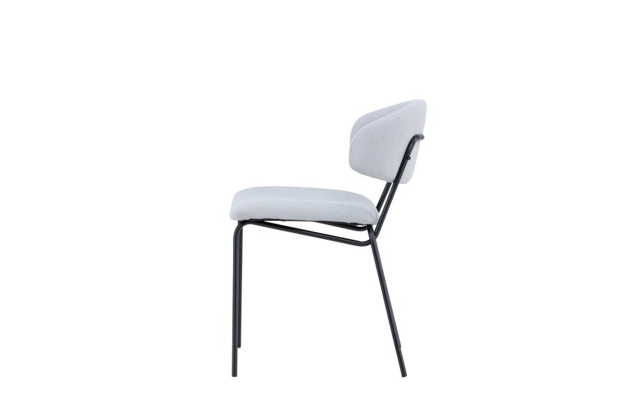 VENTURE DESIGN Chico Esszimmerstuhl – hellblauer Bouclé-Stoff und schwarzer Stahl