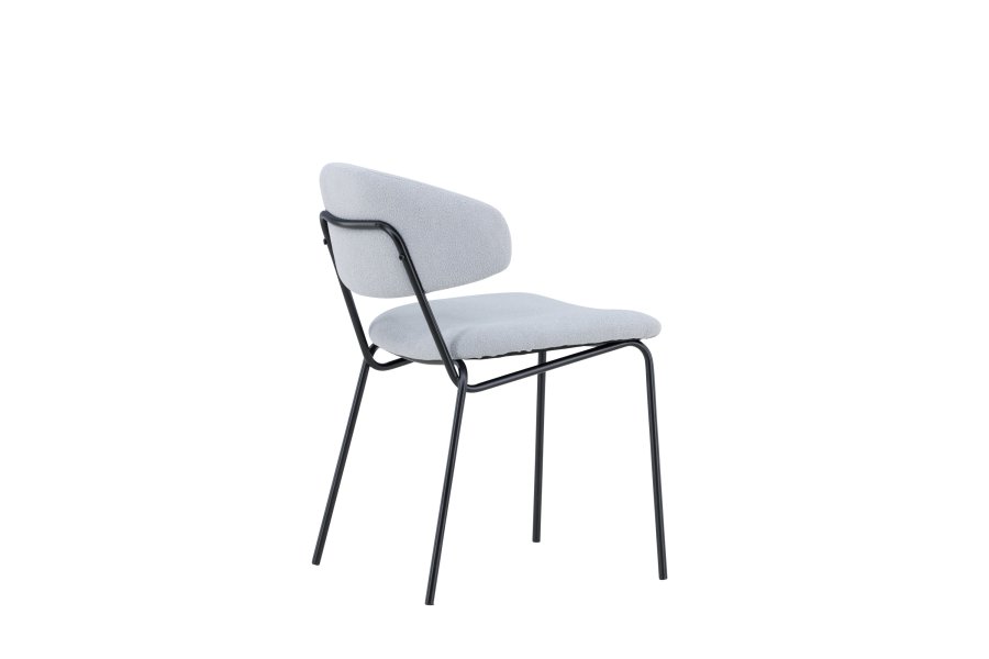VENTURE DESIGN Chico Esszimmerstuhl – hellblauer Bouclé-Stoff und schwarzer Stahl