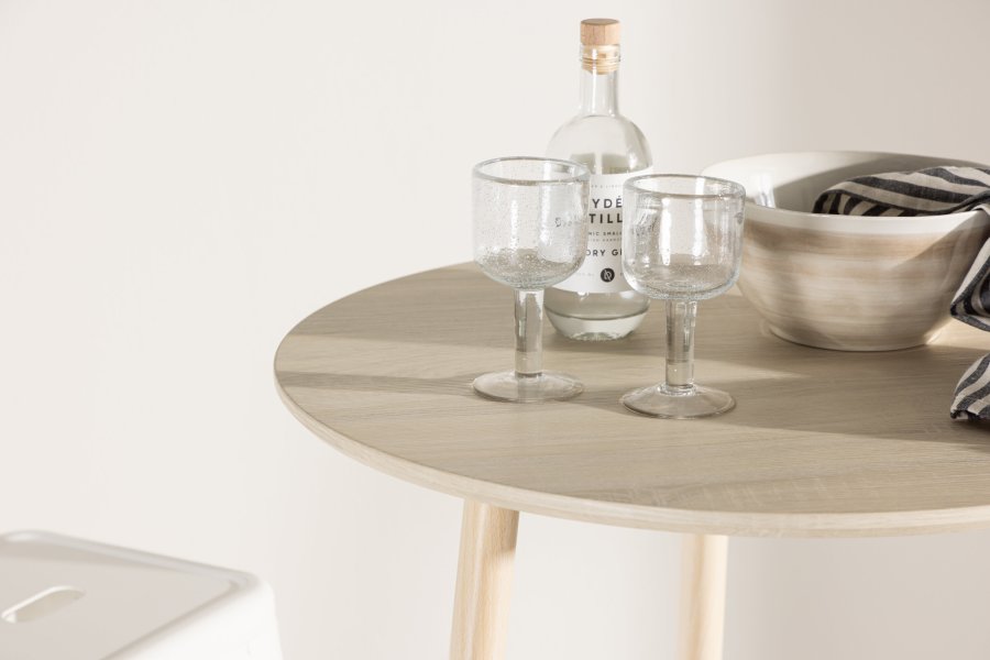 VENTURE DESIGN Plaza barbord, rundt - hvitkalket MDF og stl (70)