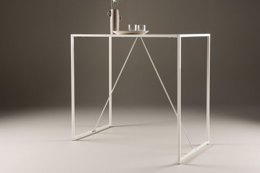 VENTURE DESIGN Brea Stehtisch, rechteckig – beige MDF und Stahl (60x120)