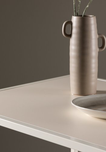 VENTURE DESIGN Brea Stehtisch, rechteckig – beige MDF und Stahl (60x120)