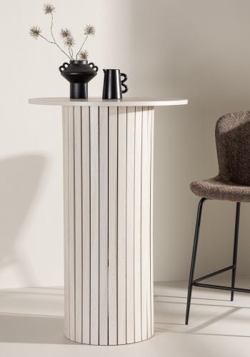 VENTURE DESIGN Hrn barbord, runde - hvidvasket MDF og stl (70)