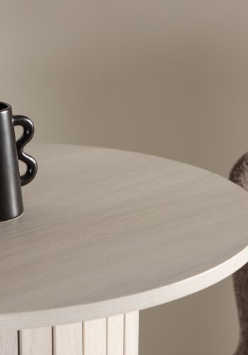 VENTURE DESIGN Hrn barbord, runde - hvidvasket MDF og stl (70)