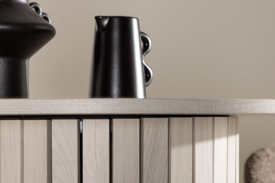 VENTURE DESIGN Hrn barbord, runde - hvidvasket MDF og stl (70)