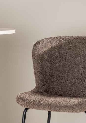 VENTURE DESIGN Modesto barstol, m. rygln og fodsttte - brun boucl stof og sort stl