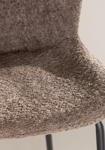 VENTURE DESIGN Modesto barstol, m. rygln og fodsttte - brun boucl stof og sort stl