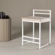 VENTURE DESIGN Opelika barstol, m. rygln og fodsttte - beige polyester fljl og hvid stl