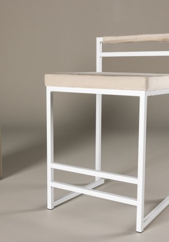 VENTURE DESIGN Opelika barstol, m. rygln og fodsttte - beige polyester fljl og hvid stl