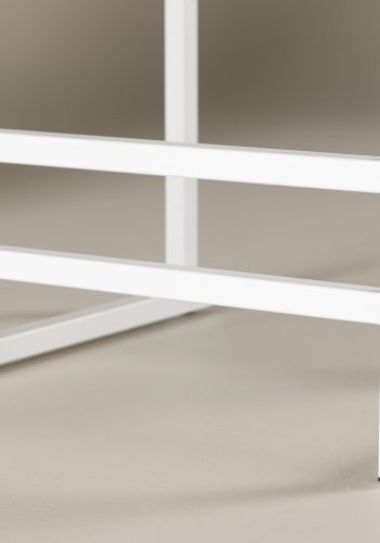 VENTURE DESIGN Opelika barstol, m. rygln og fodsttte - beige polyester fljl og hvid stl