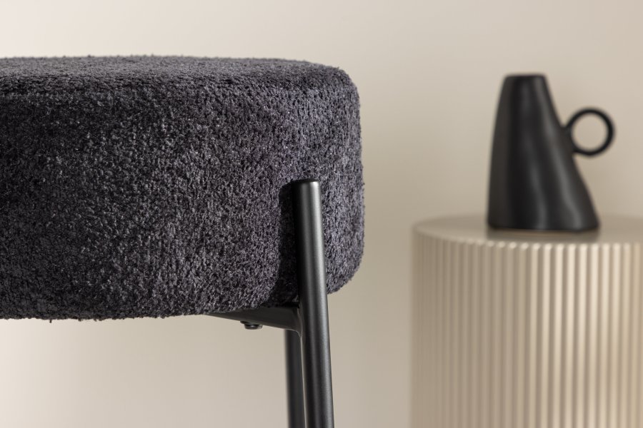 VENTURE DESIGN Tucson barstol, m. fodsttte - sort boucl stof og stl