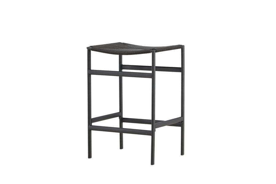 VENTURE DESIGN Polly barstol, m. fotsttte - svart tau og stl