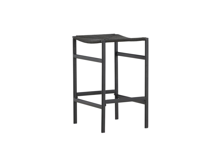 VENTURE DESIGN Polly barstol, m. fotsttte - svart tau og stl