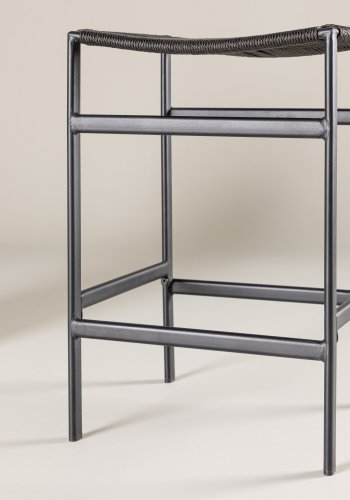 VENTURE DESIGN Polly barstol, m. fotsttte - svart tau og stl