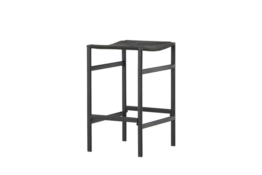 VENTURE DESIGN Polly barstol, m. fotsttte - svart tau og stl