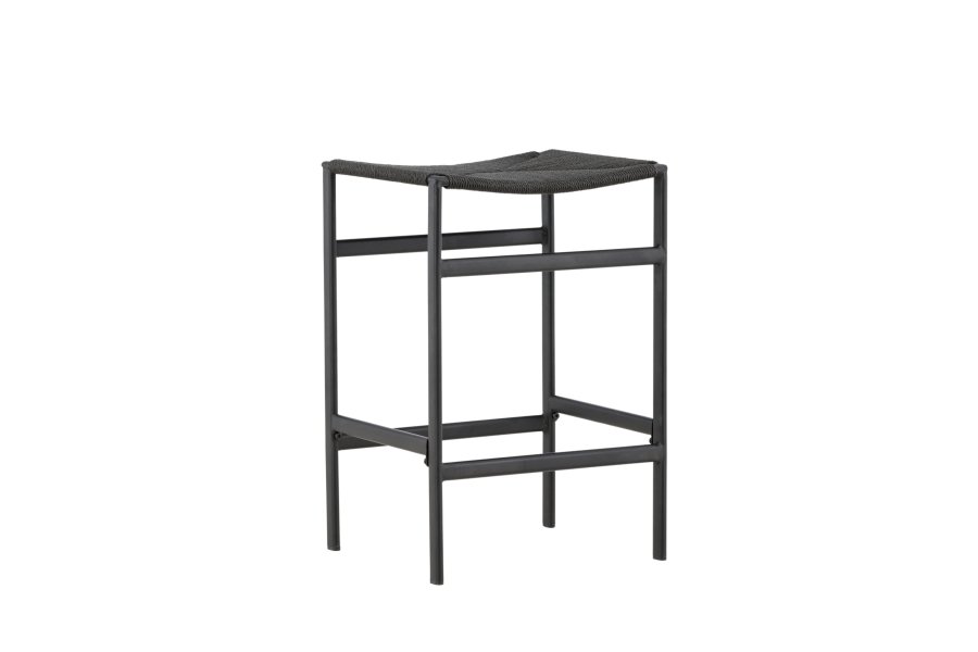 VENTURE DESIGN Polly barstol, m. fotsttte - svart tau og stl