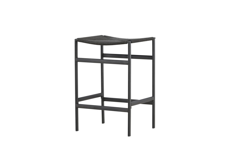 VENTURE DESIGN Polly barstol, m. fotsttte - svart tau og stl