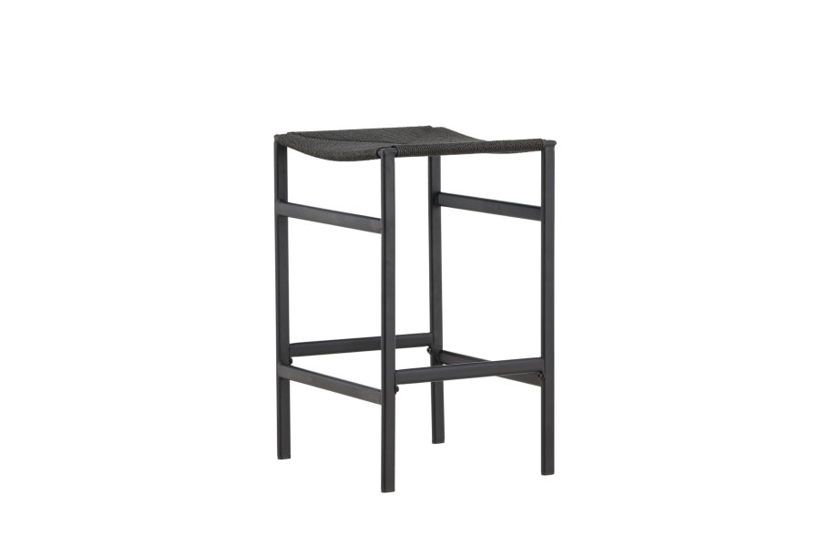 VENTURE DESIGN Polly barstol, m. fotsttte - svart tau og stl