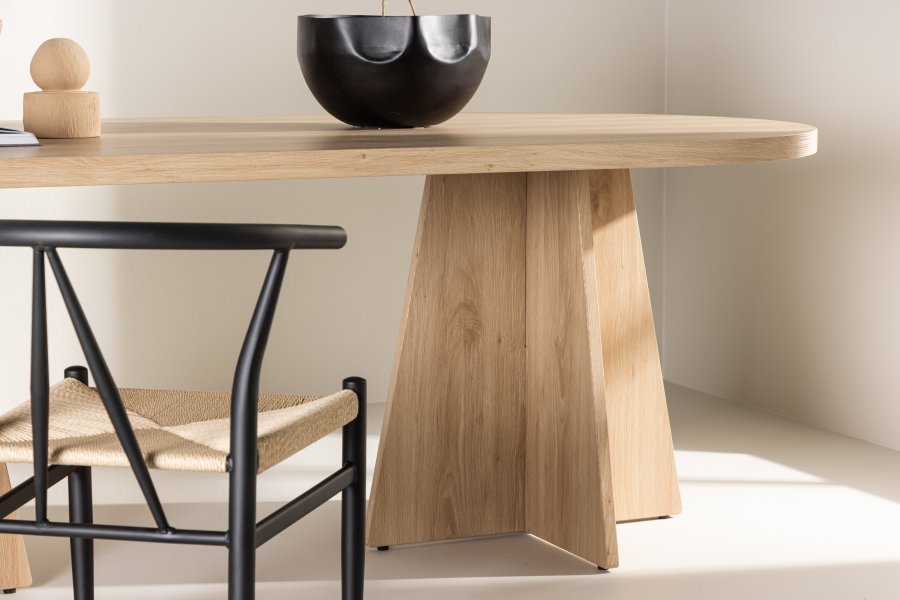 VENTURE DESIGN Bootcut Esstisch, rechteckig – weiß getünchtes 3D-Papier MDF (115x230)