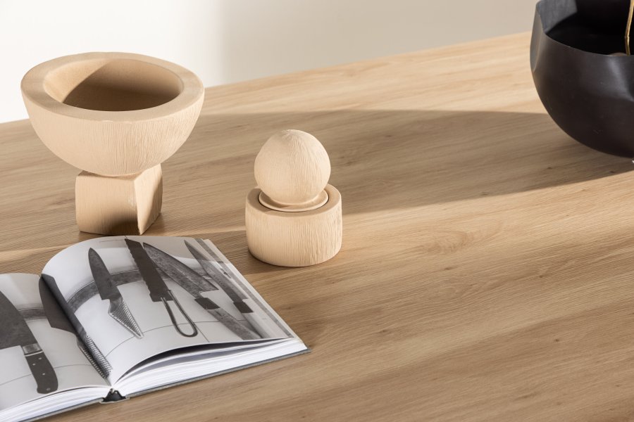 VENTURE DESIGN Bootcut Esstisch, rechteckig – weiß getünchtes 3D-Papier MDF (115x230)