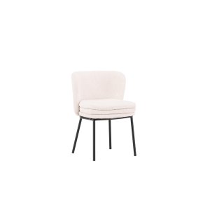 VENTURE DESIGN Agnes spisebordsstol - hvid boucl stof og sort stl