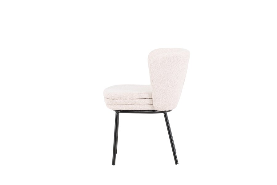 VENTURE DESIGN Agnes spisestuestol - hvitt boucléstoff og sort stl