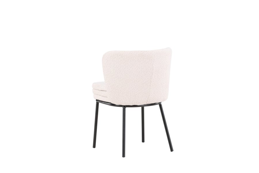 VENTURE DESIGN Agnes spisestuestol - hvitt boucléstoff og sort stl
