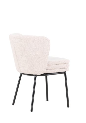 VENTURE DESIGN Agnes spisestuestol - hvitt boucléstoff og sort stl