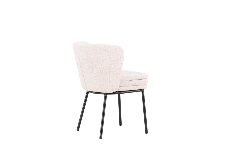 VENTURE DESIGN Agnes spisestuestol - hvitt boucléstoff og sort stl