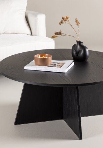 VENTURE DESIGN Bootcut Couchtisch, rund – schwarzes MDF (10)