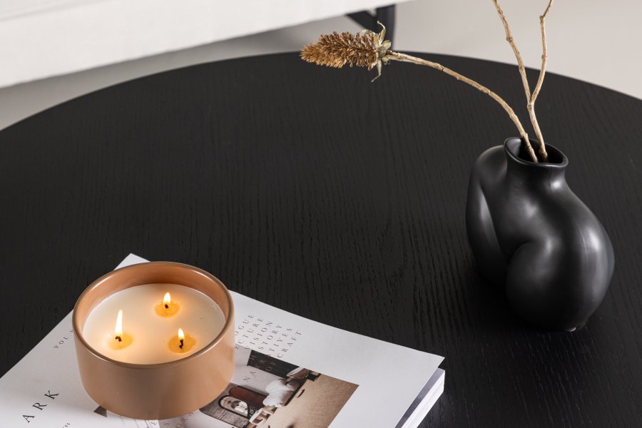 VENTURE DESIGN Bootcut Couchtisch, rund – schwarzes MDF (10)