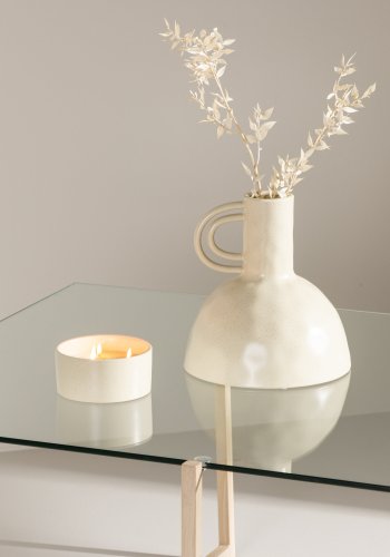 VENTURE DESIGN Hybrid salongbord, firkantet - glass og naturlig stl (80x80)