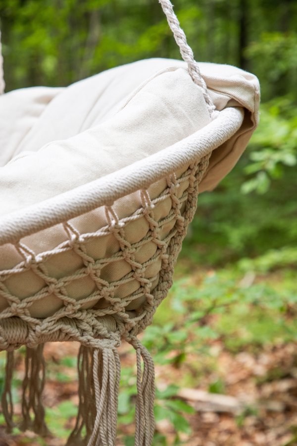 VENTURE DESIGN Hamtic utendrs hengestol, m. pute - hvitt stoff og tau