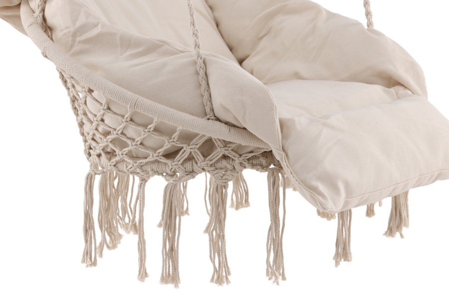 VENTURE DESIGN Hamtic utendrs hengestol, m. pute - hvitt stoff og tau