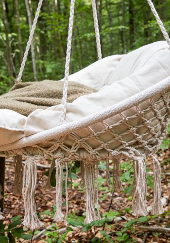 VENTURE DESIGN Hamtic utendrs hengestol, m. pute - hvitt stoff og tau