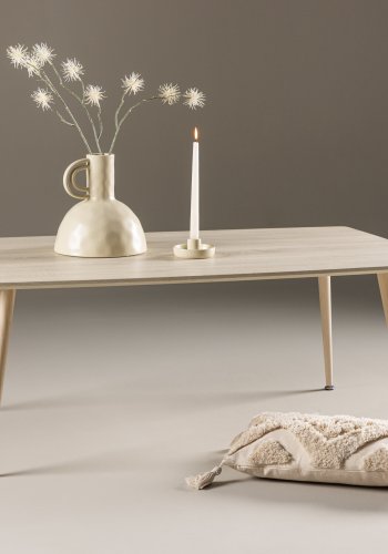 VENTURE DESIGN Plaza salongbord, rektangulrt - hvitkalket MDF og stl (70x120)