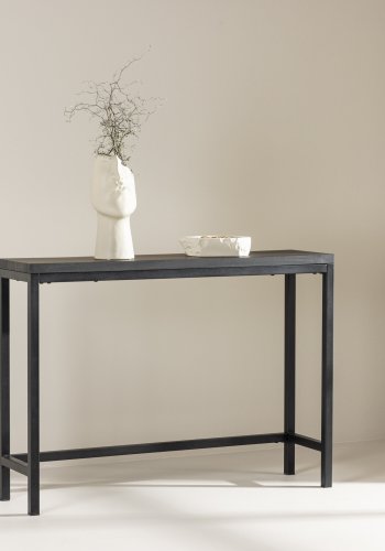 VENTURE DESIGN Rise sidebord, rektangulrt - svart MDF og stl (30x110)