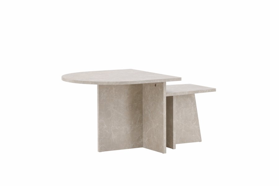 VENTURE DESIGN Sala salongbord - beige marmorlook MDF (60x60) 40x40) (sett med 2)