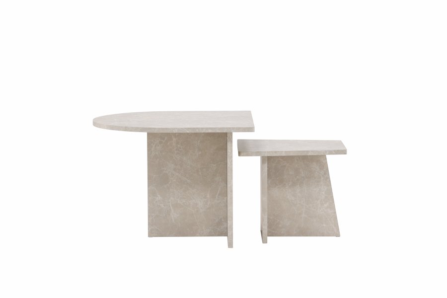 VENTURE DESIGN Sala salongbord - beige marmorlook MDF (60x60) 40x40) (sett med 2)