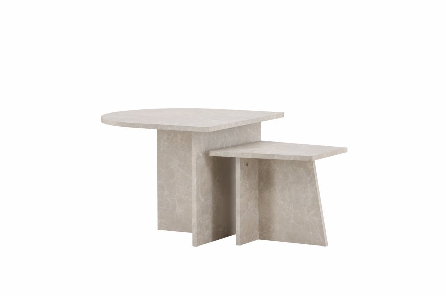 VENTURE DESIGN Sala salongbord - beige marmorlook MDF (60x60) 40x40) (sett med 2)
