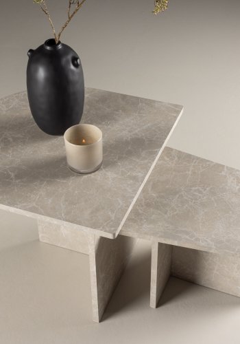 VENTURE DESIGN Sala salongbord - beige marmorlook MDF (60x60) 40x40) (sett med 2)