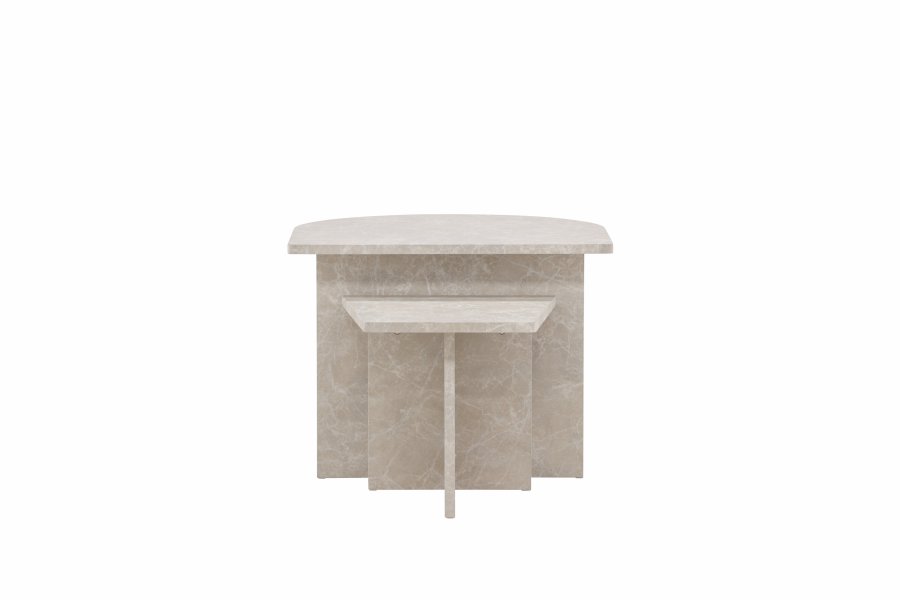 VENTURE DESIGN Sala salongbord - beige marmorlook MDF (60x60) 40x40) (sett med 2)