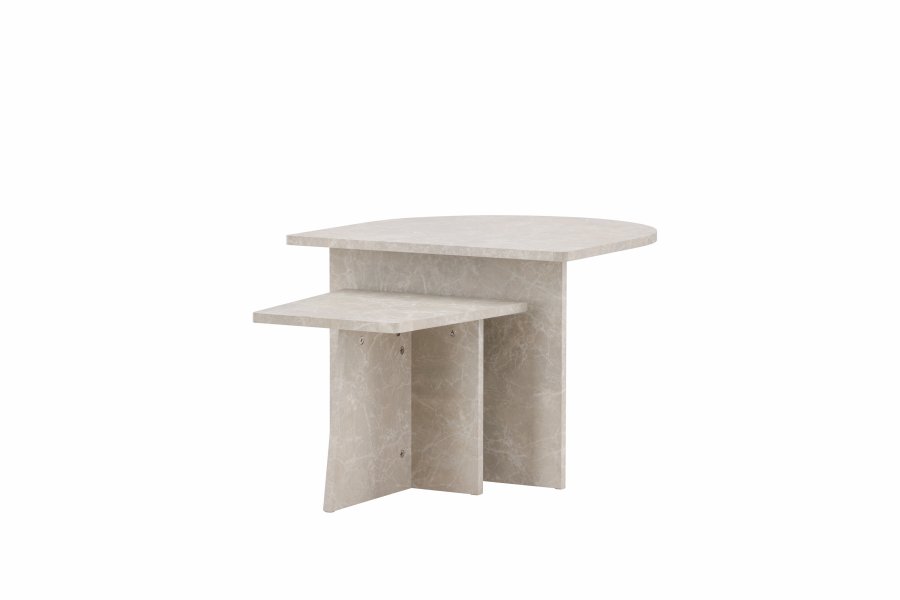 VENTURE DESIGN Sala salongbord - beige marmorlook MDF (60x60) 40x40) (sett med 2)