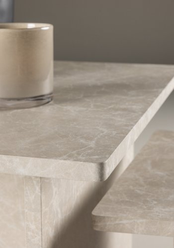 VENTURE DESIGN Sala salongbord - beige marmorlook MDF (60x60) 40x40) (sett med 2)