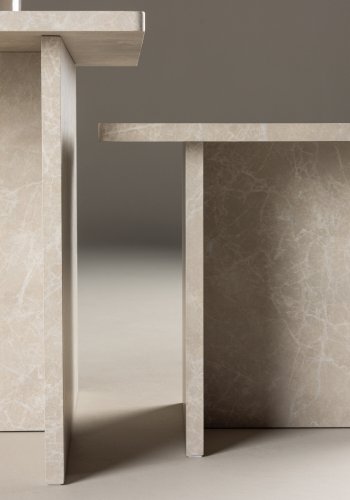 VENTURE DESIGN Sala salongbord - beige marmorlook MDF (60x60) 40x40) (sett med 2)